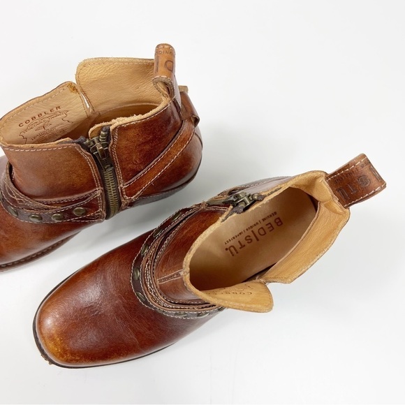 Bed Stu Germinate Boots Studded Ankle Booties Western Tan Boho Size 6 - Picture 2 of 7